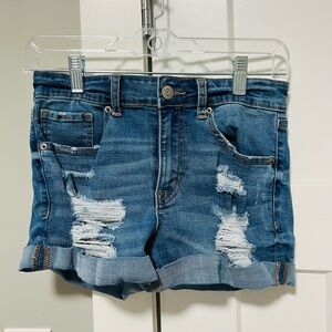 Aeropostale Classic Blue Ripped Jean Shorts